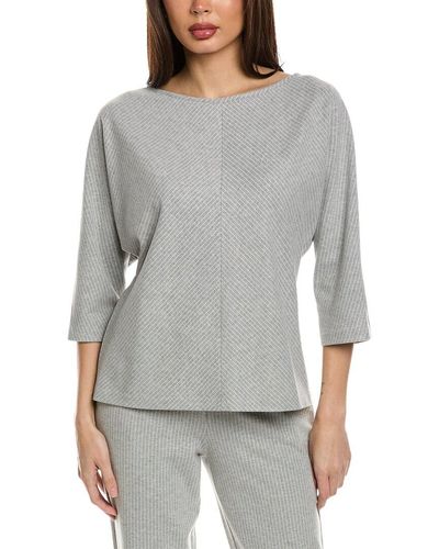St. John Soft Pinstripe Sweater - Gray