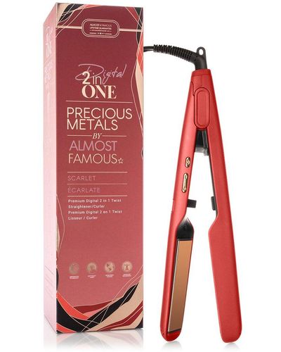 Almost Famous Digital 2Inone Twist Flat Iron With Rose Titanium Plates - Red