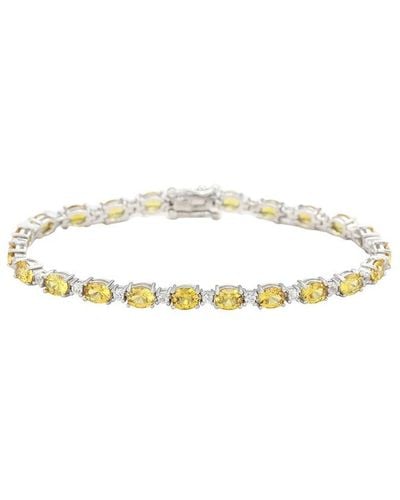Suzy Levian Silver 0.02 Ct. Tw. Diamond & Sapphire Bracelet - Metallic