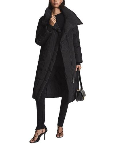 Reiss Maura Long Puffer Coat - Black