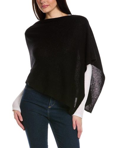 Portolano Mini Cashmere Poncho - Black