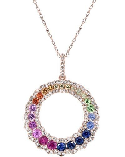 Diana M. Jewels Fine Jewelry 14k Rose Gold 1.52 Ct. Tw. Diamond & Sapphire Necklace - Metallic