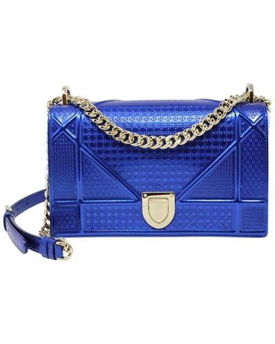 Dior Limited Edition Metallic Blue Calfskin Patent Leather Medium Ama Bag, Never Carried