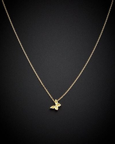 Italian Gold 14k Dainty Butterfly Pendant Necklace - Black