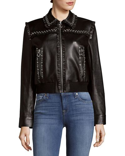 Miu Miu Studded Leather Jacket - Black