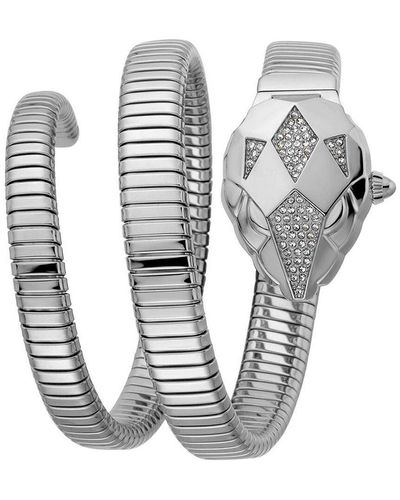 Just Cavalli Glam Chic Snake Silver-tone Dial Watch - Metallic