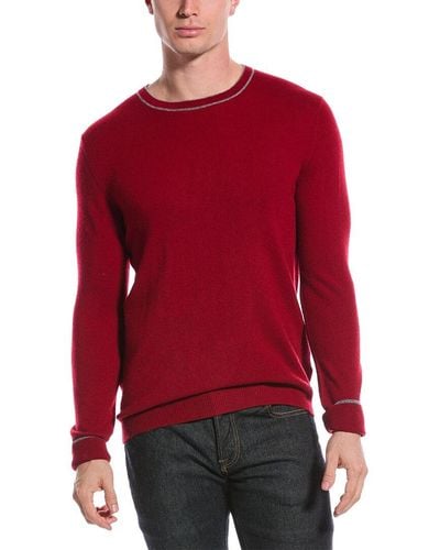 Qi Cashmere Contrast Trim Cashmere Sweater - Red