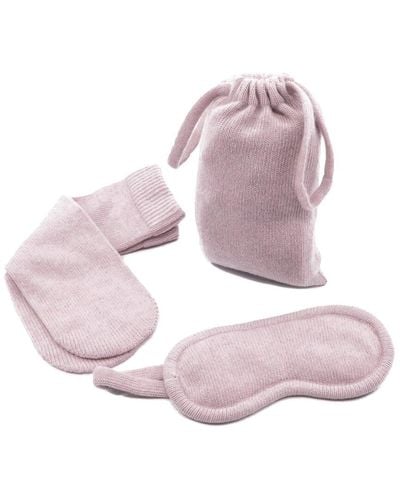 Portolano Cashmere Socks, Eyemask And Pouch - Pink