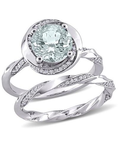 Rina Limor 10k 2.05 Ct. Tw. Diamond & Aquamarine Ring - White