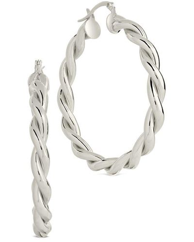 Sterling Forever Rosalie Polished Entwined Hoops - White