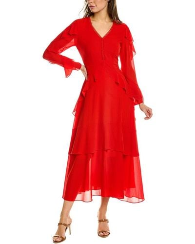 BURRYCO Ruffle Midi Dress - Red