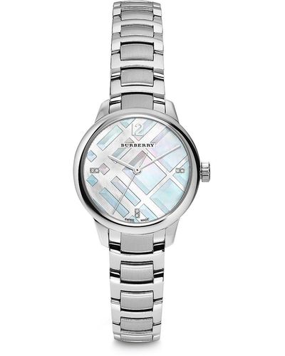 Burberry The City Mother Of Pearl Dial Beige Leather Women's Watch BU9 –  Watches of America