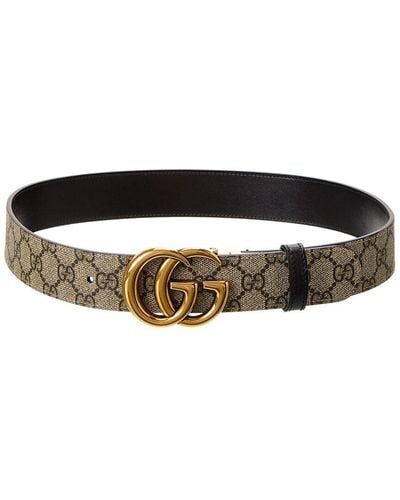 Gucci GG Marmont Reversible GG Supreme Canvas & Leather Belt - Black
