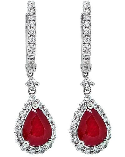 Diana M. Jewels Fine Jewelry 18k 3.24 Ct. Tw. Diamond & Ruby Earrings - Red