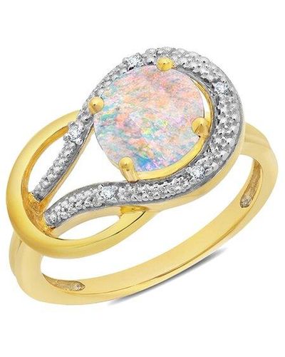 MAX + STONE Max + Stone 10k 1.02 Ct. Tw. Diamond & Created Opal Eternity Ring - Metallic