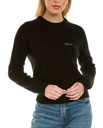 Celine Logo Wool & Cashmere-blend Sweater - Black