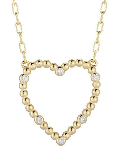 Glaze Jewelry 14k Over Silver Cz Heart Necklace - Metallic