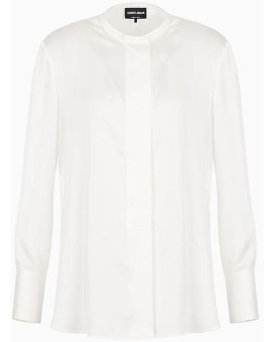 Giorgio Armani Silk Charmeuse Shirt - White