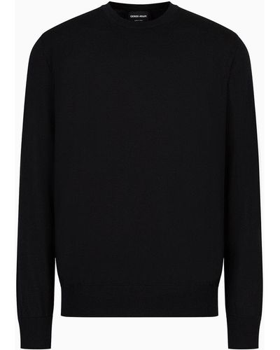 Giorgio Armani Virgin-wool Crew-neck Sweater - Black