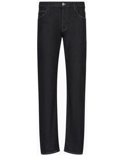 Giorgio Armani Five-pocket Regular Fit Stretch Cotton-denim Pants - Black