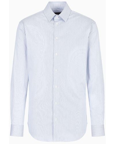 Giorgio Armani Stretch Cotton-satin Striped Shirt - White