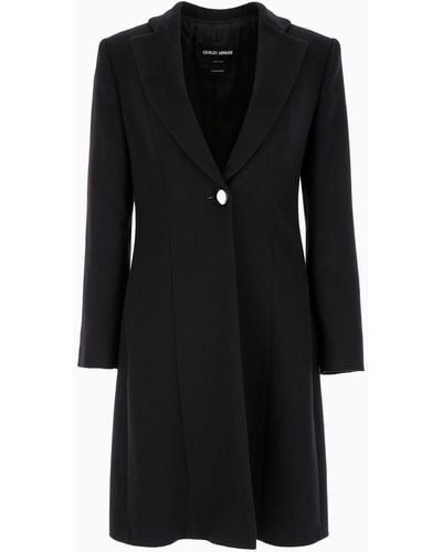 Giorgio Armani Pure Cashmere Single-breasted Coat - Black