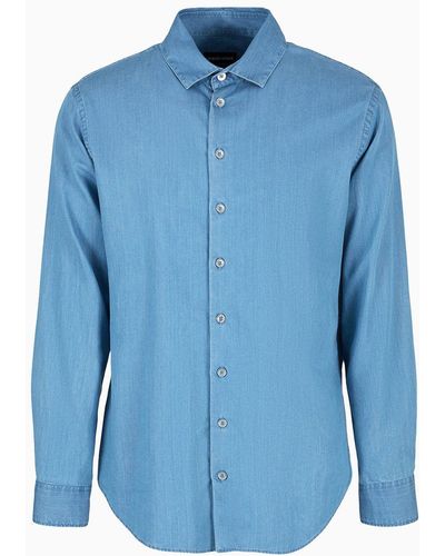 Giorgio Armani Denim Collection Camicia In Denim Di Cotone - Blu