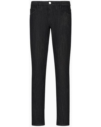 Giorgio Armani Slim-fit Five-pocket Trousers In Cotton Denim - Black