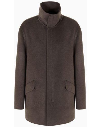 Giorgio Armani Pea Coat In Double Cashmere Cloth - Brown