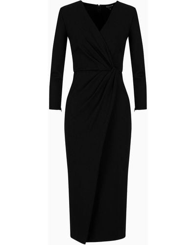 Giorgio Armani Viscose-blend Milano-stitch Midi Dress - Black