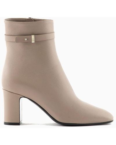 Giorgio Armani Nappa-leather Heeled Ankle Boots - White