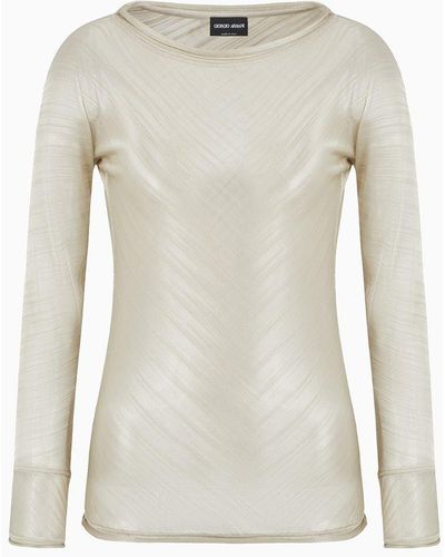 Giorgio Armani Asv Jacquard Viscose Jersey Sweater - White