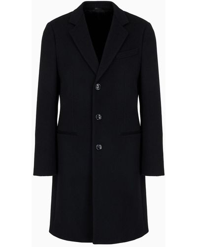 Giorgio Armani Single-breasted Coat In Virgin Wool And Cashmere - Black