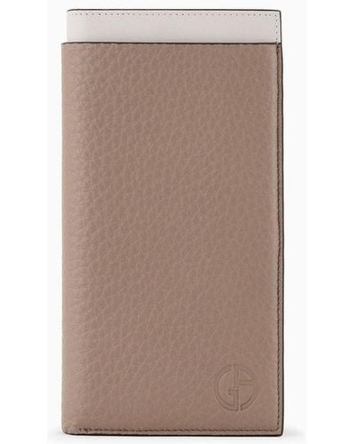 Giorgio Armani Two-toned Leather Vertical Wallet - White