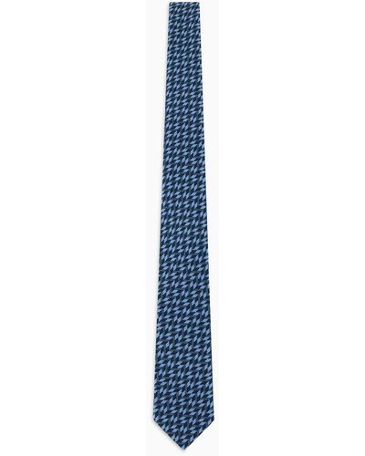 Giorgio Armani Corbata De Seda Con Estampado Asv - Azul