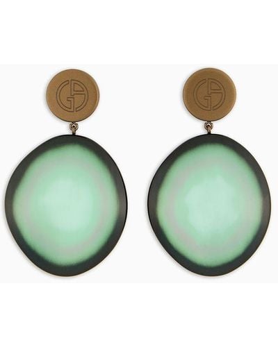 Giorgio Armani Clip-on Earrings With Oval Resin Pendant - Green