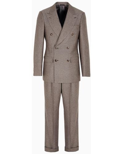 Giorgio Armani Royal Line Double-breasted Cashmere And Silk Suit - Brown