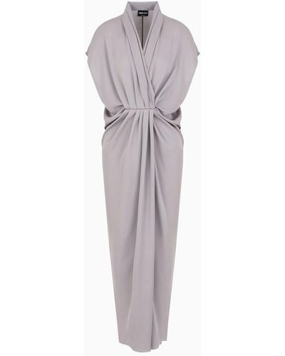 Giorgio Armani Asv Triple Silk Georgette Long Dress - Grey