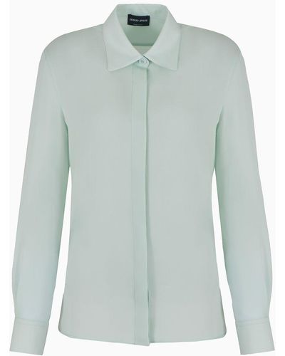 Giorgio Armani Asv Classic Shirt In Organic Silk - Green