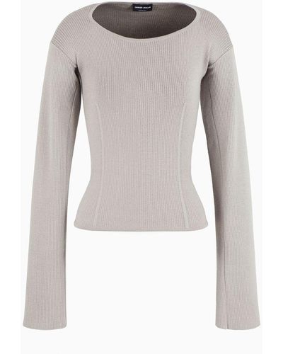 Giorgio Armani Ribbed Viscose-and-wool Sweater - White