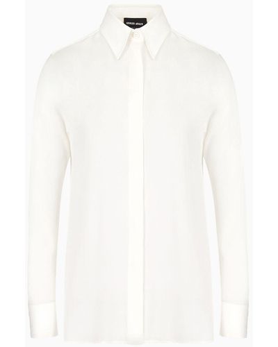Giorgio Armani Pure Silk Charmeuse Shirt - White