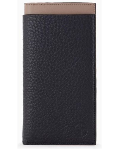 Giorgio Armani Two-toned Leather Vertical Wallet - Blue