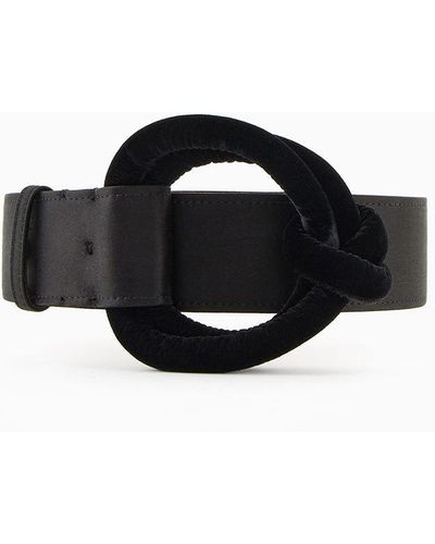 Giorgio Armani Ceinture En Satin Et Velours - Noir