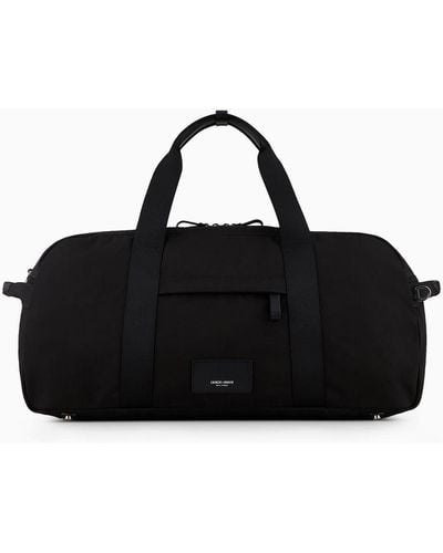 Giorgio Armani Medium Duffel Bag In Nylon Armani Sustainability Values - Black