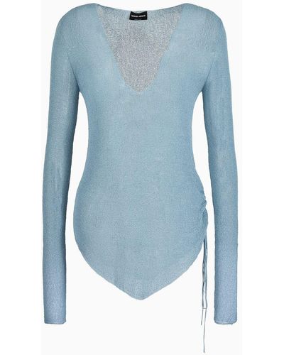 Giorgio Armani Long-sleeved, Viscose-blend Jumper - Blue