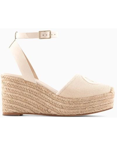 Giorgio Armani Cotton Espadrilles With Wedges And Embroidered Logo - White