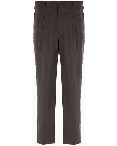 Giorgio Armani Two-dart Trousers In Silk-blend Twill - Grey