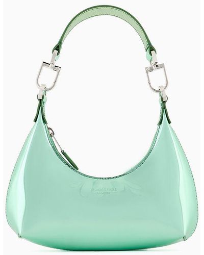 Giorgio Armani Hobo Bag La prima Im Mini-format Aus Laminiertem Leder - Grün