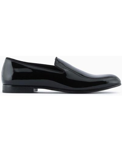 Giorgio Armani Patent Leather Loafers - White