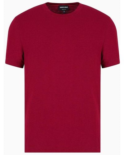 Giorgio Armani T-shirt Ras-du-cou À Manches Courtes En Jersey De Viscose Stretch - Rouge